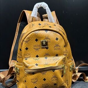 Fashion Jewelry Cognac Backpack with Gold Accents